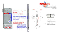 Zimmertür-Einsteckschloss PZW 20/ 55/72/8 mm DIN links silber abgerundet Klasse 3 Zinkdruckguss SSF