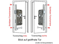 Glastür-Einsteckschloss 0007 PZW 20/30/72/8 mm DIN silber käntig BKS